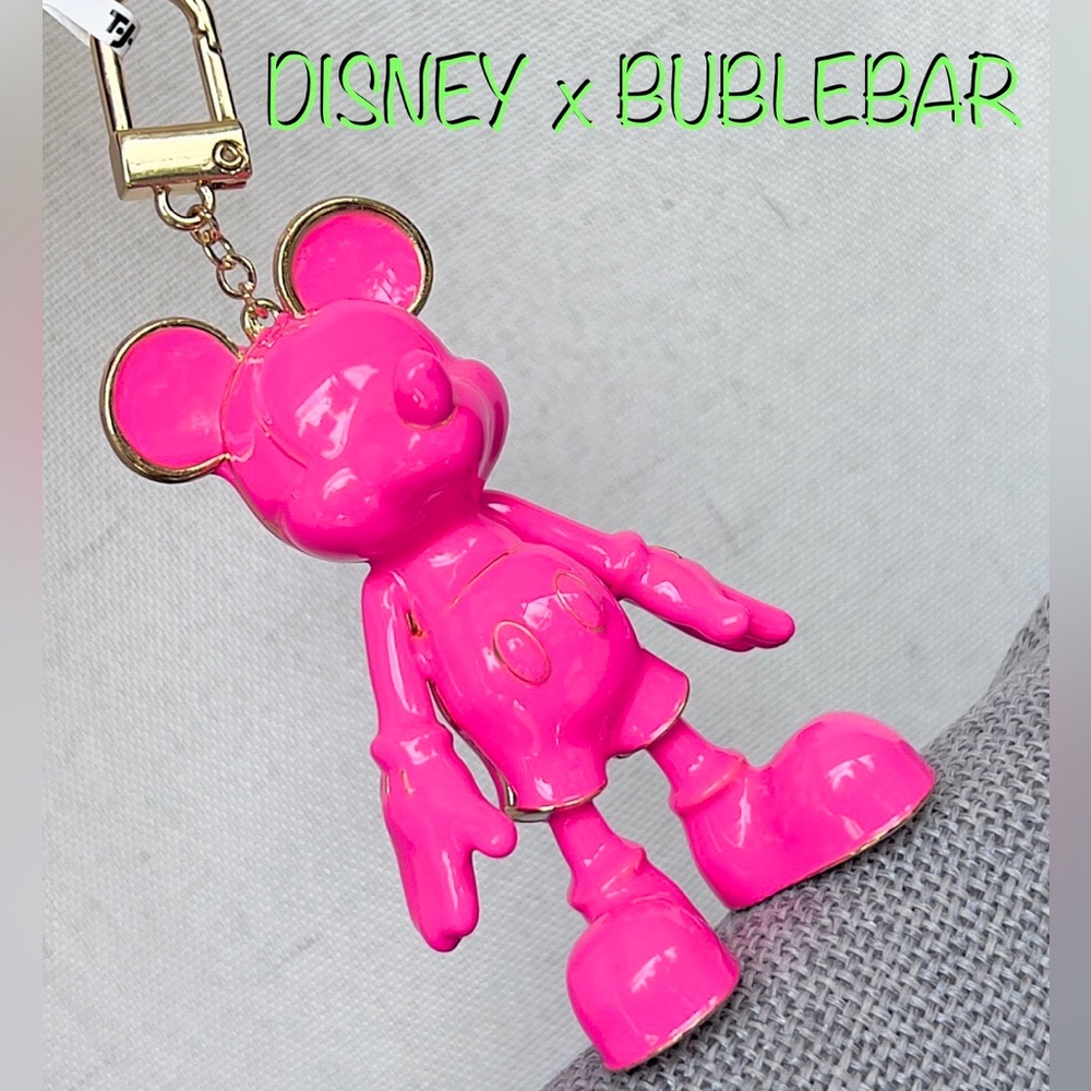 DISNEY x BAUBLEBAR Mickey Mouse NEON PINK Bag Charm Key Fob NWT